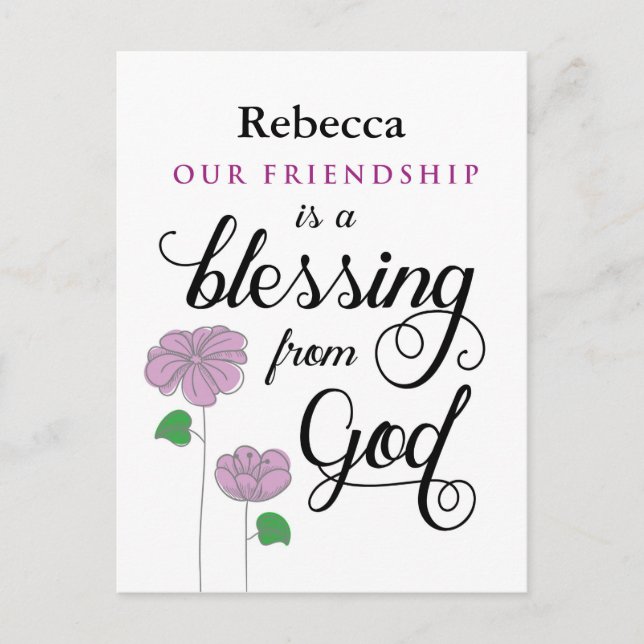 Nossa amizade é uma bênção do cartão postal de Deu (Frente)