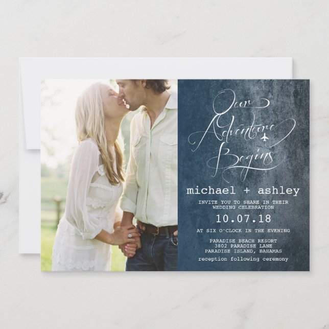 Nossa aventura começa a Wedding o convite com a (Frente)