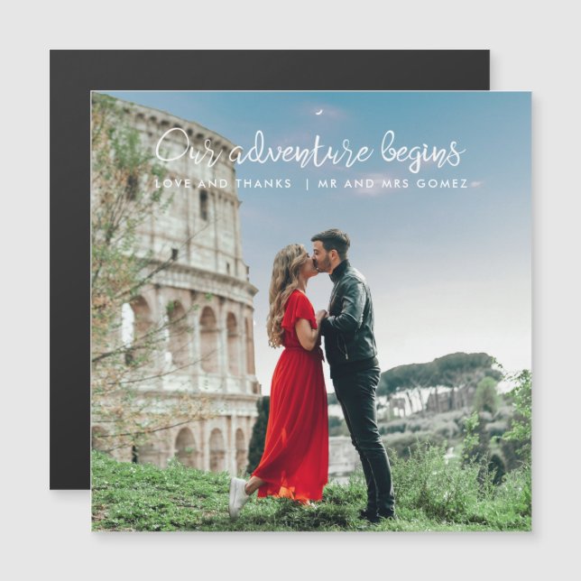 Nossa Aventura Começa Foto Obrigado Casamento (Frente/Verso)