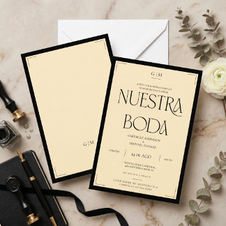 Nossa Noiva Art Déco Convite de Casamento Elegante