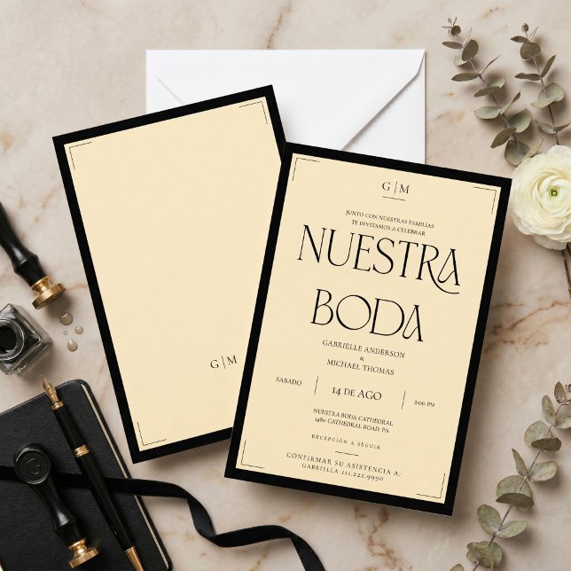 Nossa Noiva Art Déco Convite de Casamento Elegante (Criador carregado)