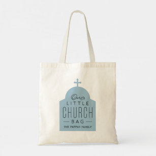 Nossa pequena sacola de igreja azul, bolsa de cúpu