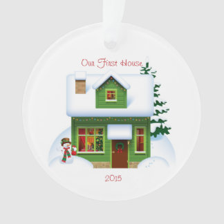 Nossa Primeira Casa Snowman Personalizou Ornamento