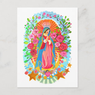 Nossa Senhora de Guadalupe Cartão Postal Branco Si
