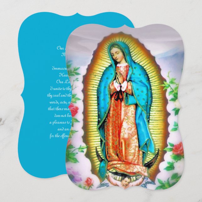 Nossa Senhora de Guadalupe Floral com Oração (Frente/Verso)