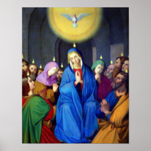 Nossa Senhora Virgem Maria Pentecost Poster Espíri