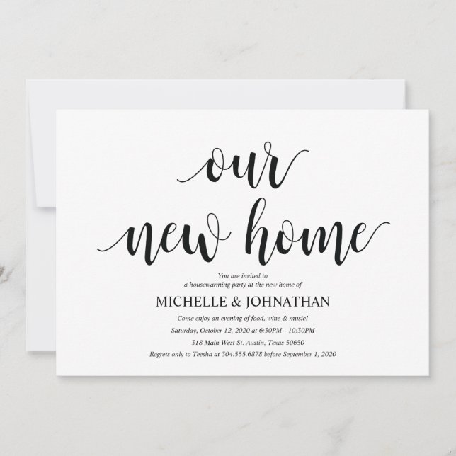 Nossas novas cartas de convite de festas de lar (Frente)