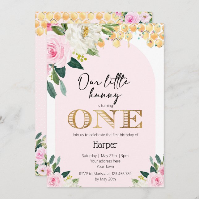 Nossas Pequenas Faminhas Abelhas Convite Para prim (Frente/Verso)