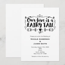 NOSSO AMOR É UM CONTOS DE FADAS Convite de Casamen