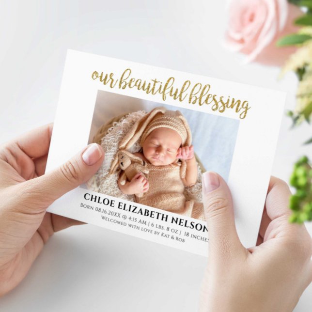 Nosso Belo Bênção Bebê Nascimento Elegante Dourado (Criador carregado)