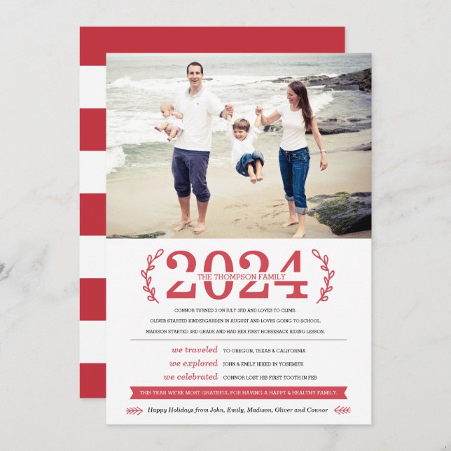 Nosso Cartão com fotos de Férias de Memórias (Frente/Verso)