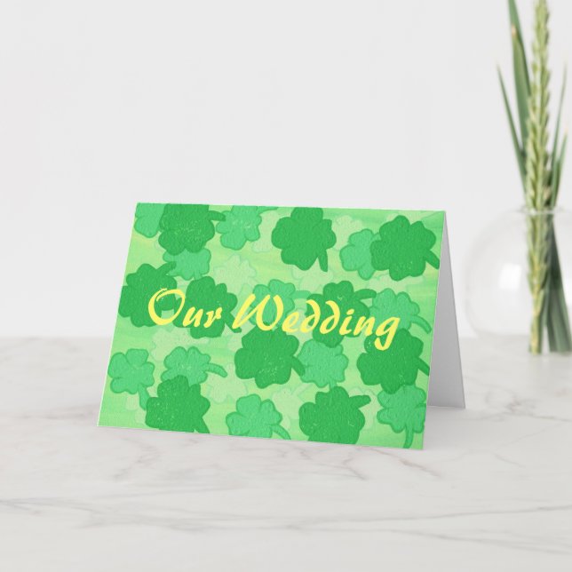 Nosso casamento, convites shamrocks verdes, modelo (Frente)