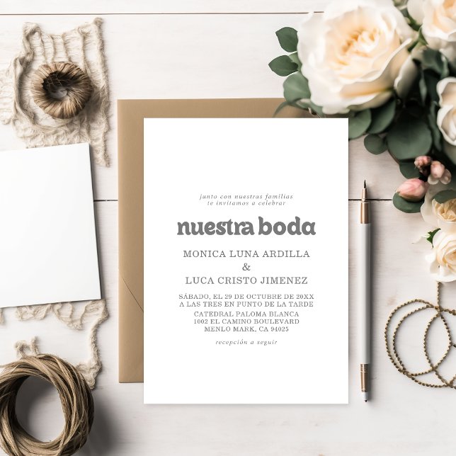 Nosso Casamento Formal Simples Convite de Casament (Criador carregado)