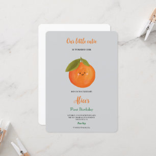 Nosso convite de aniversário de design laranja cut