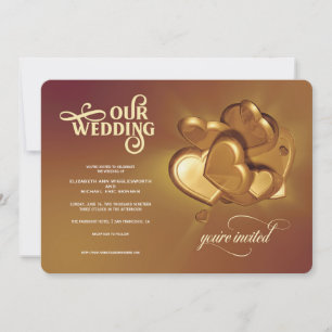 Nosso convite do ouro do casamento