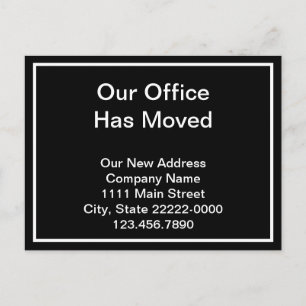 Nosso escritório mudou o anúncio preto e branco