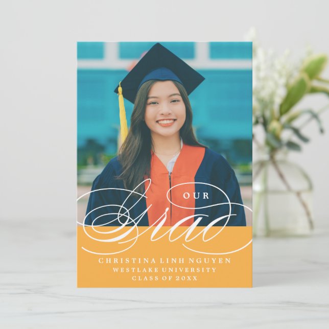 NOSSO GRAD DE ROTEIRO ELEGANT | CONVITE DE GRADUAÇ (Em pé/Frente)