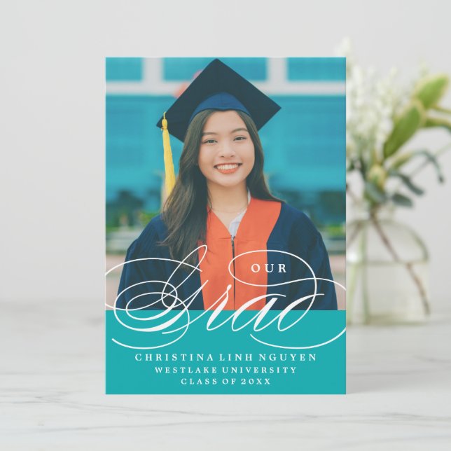 NOSSO GRAD DE ROTEIRO ELEGANT | CONVITE DE GRADUAÇ (Em pé/Frente)