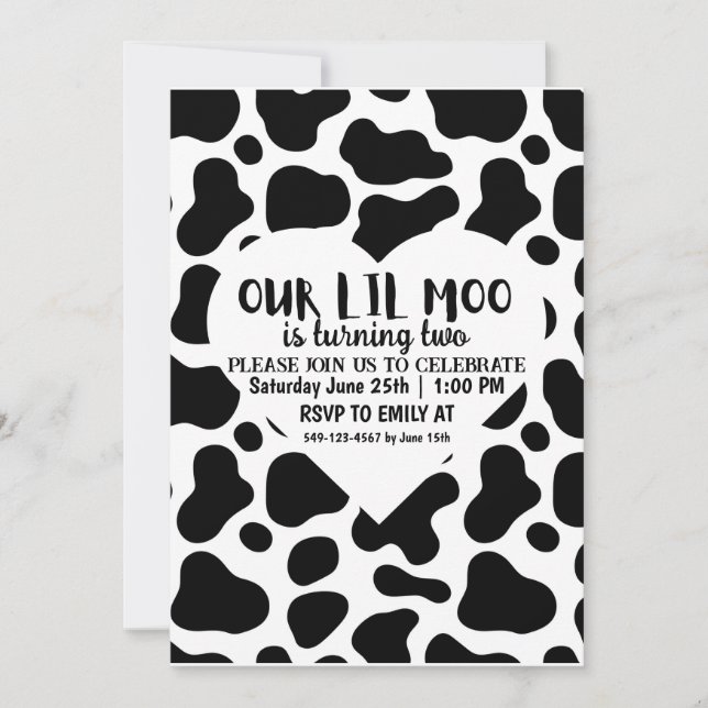 Nosso Lil Moo Boy Está Virando Dois Cartão De Aniv (Frente)