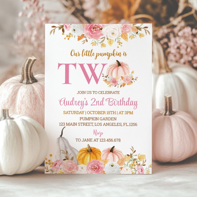 Nosso Pequeno Convite Pumpkin Rosa Para segundos a (Criador carregado)