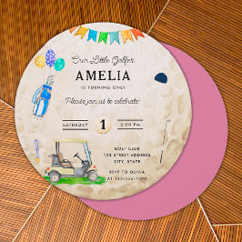 Nosso Pequeno Golfista Bola de Golfe Rosa Aniversá