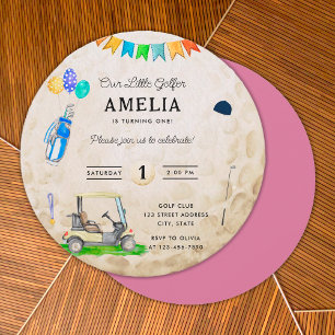 Nosso Pequeno Golfista Bola de Golfe Rosa Aniversá