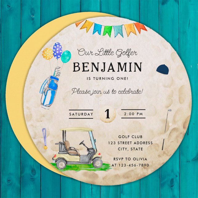 Nosso Pequeno primeiro aniversario de Golfe Amarel (Front and Back)