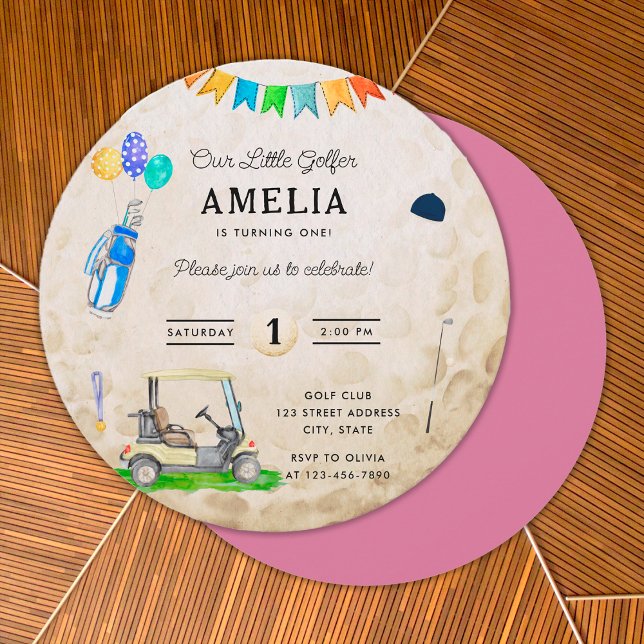 Nosso Pequeno primeiro aniversario de Golfe Rosa (Front and Back)