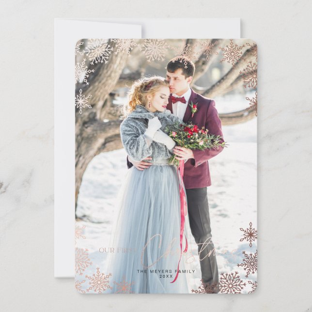Nosso Primeiro Cartão de Férias de Natal Casado (Frente)