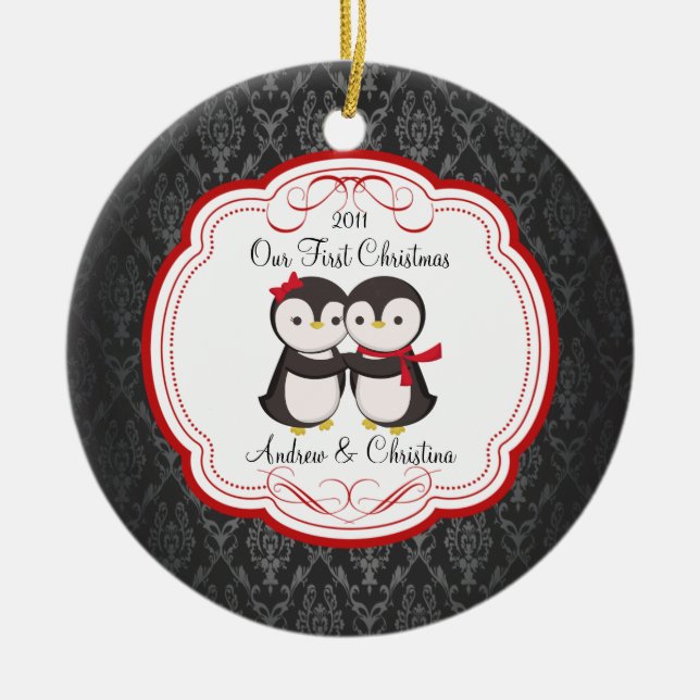 Nosso primeiro casal do pinguim dos enfeites de (Frente)