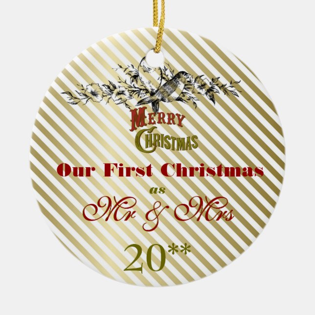 Nosso primeiro do Natal ornamento retro junto (Frente)