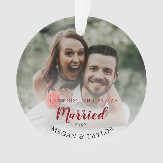 Nosso Primeiro Natal Casado com Ornamento Floral (Frente)