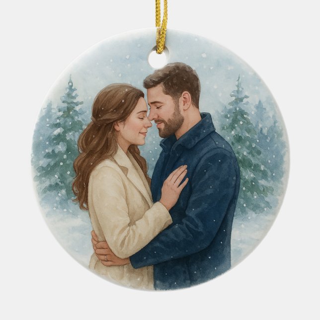 Nosso Primeiro Natal Casados Enfeite (Frente)