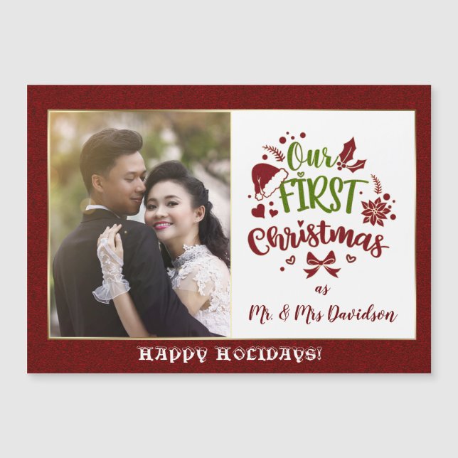 Nosso Primeiro Natal como Sr. e Sra. Red Glitter (Frente)