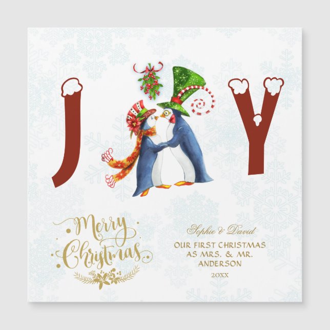 Nosso Primeiro Natal Como Sr. & Sra. Cute Penguins (Frente)