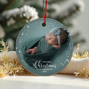 Nosso Primeiro Natal Como Vovô Ornamento Fotográ