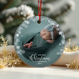 Nosso Primeiro Natal Como Vovô Ornamento Fotográ