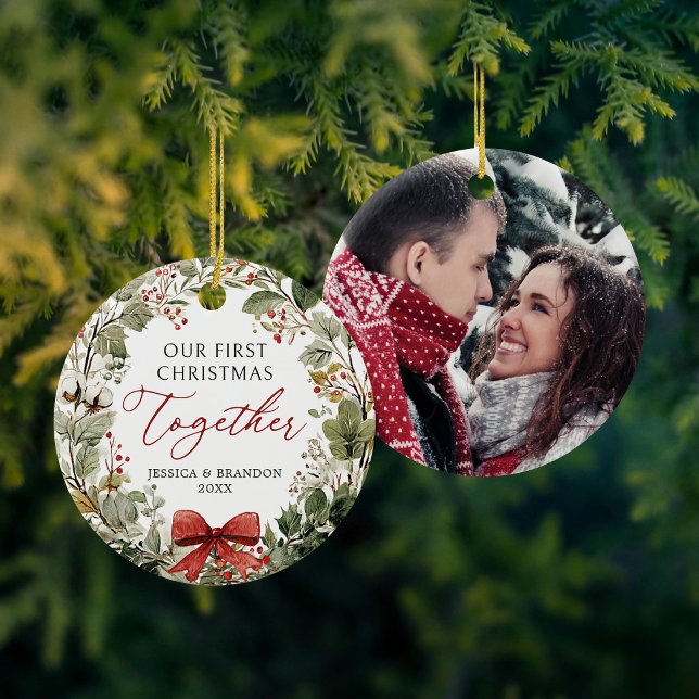 Nosso Primeiro Natal Juntos Enfeite de Foto (Criador carregado)