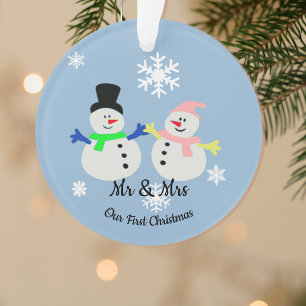 Nosso Primeiro Ornamento de Casal de Neve de Natal