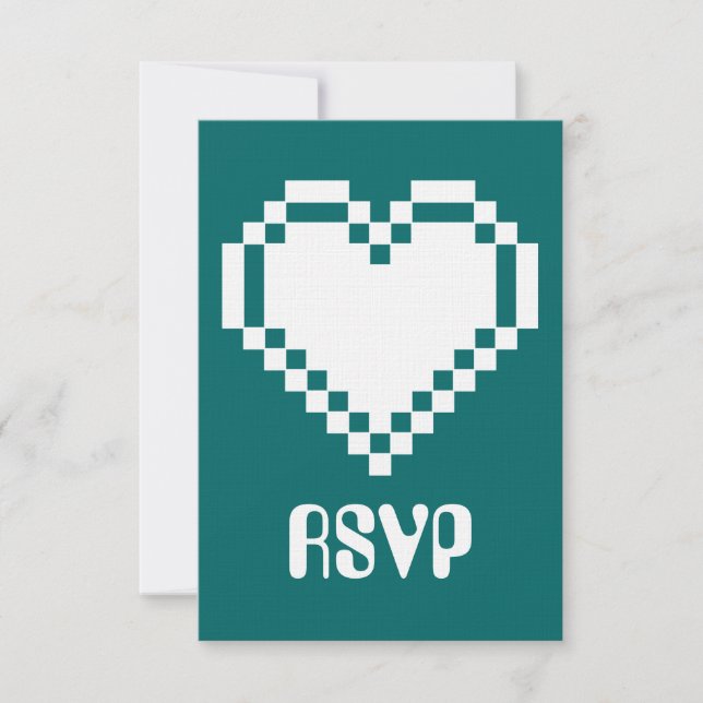 Nossos Corações de 8 Bits na Placa RSVP Teal (Frente)