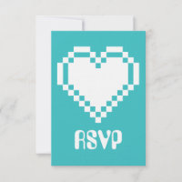 Nossos Corações de 8 Bits na Placa RSVP Turquesa