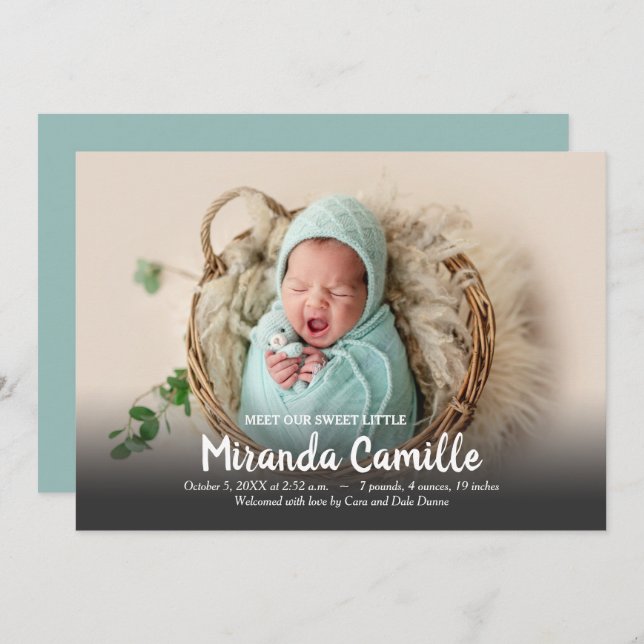 Nossos Doce Anúncios Foto de Nascimento (Frente/Verso)