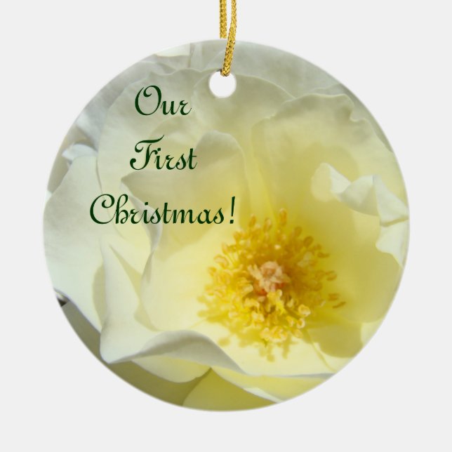 Nossos Primeiros Enfeites de Natal! Rosa Flor Amor (Frente)