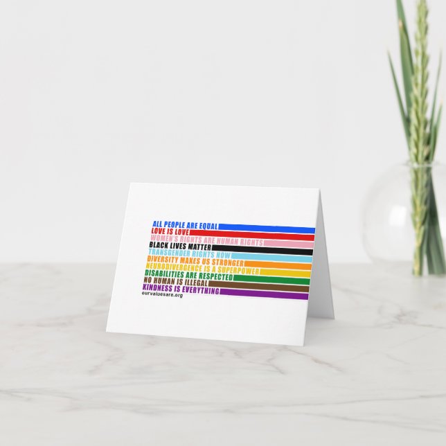 Nossos Valores São Um Cartão De Saudação (Frente)