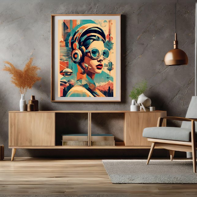 Nostalgia Twist Futurism Mulher Poster (Nostalgia Twist Futurism Woman Poster)