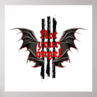 Not Your Angel Poster – Gothic Wings Girl Wall Art