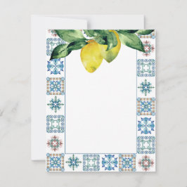 Nota Cartões Limões com Padrão de Azulejo Amalfi A