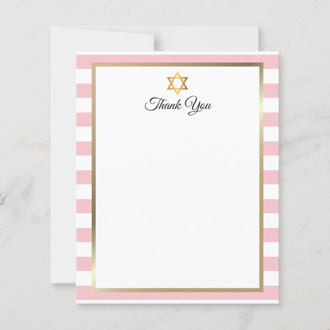 Nota de Agradecimento de Bat Mitzvah com Listras R (Frente)