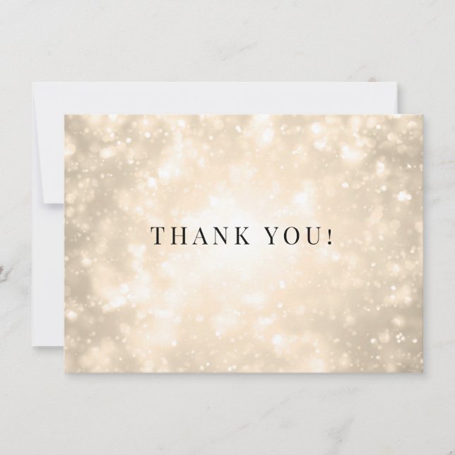 Nota de Agradecimento de Casamento Bokeh Champagne (Frente)
