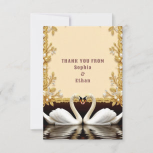 💍 Nota de Agradecimento de Casamento Cisne Dourad